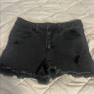 Vanilla Star Charcoal Distressed Jean Shorts
